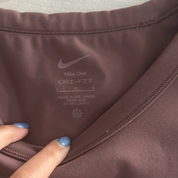Nike Dri-FIT Short-Sleeve Cropped Top Smoked Mauve Women’s Large - Picture 3 of 6